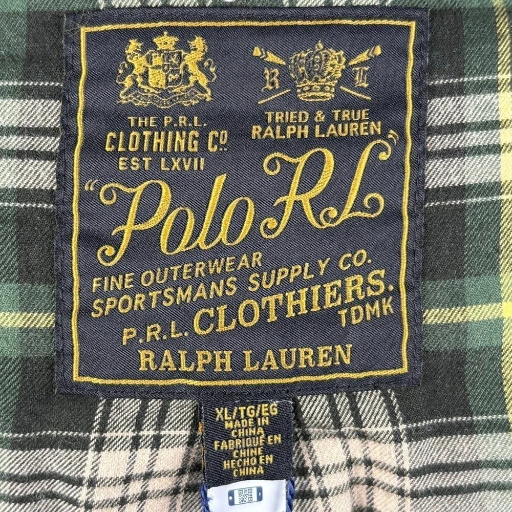 Polo Ralph Lauren Waxed Moto Jacket Mens XL Olive Green Cord Collar Retro NWT
